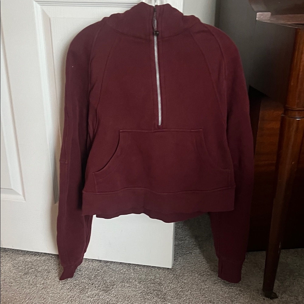 Burgundy Half-Zip Lululemon Scuba Hoodie. Medium/large.  Like new condition.